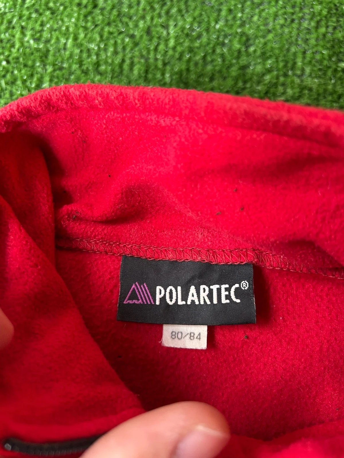 Red fleece pullover with quarter zip and half zip, Polartec, size L – photo 7
